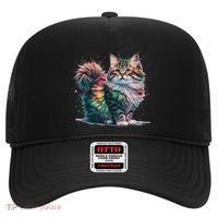 Cat Women Colourful Watercolour Cat Hat thumb 0