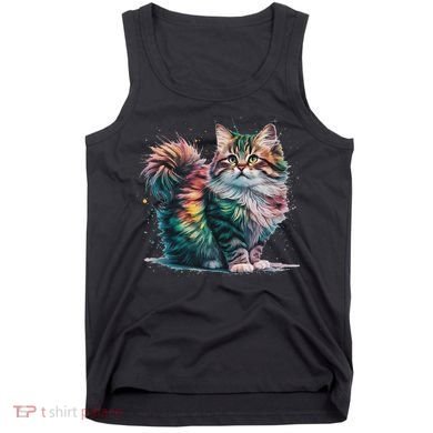 Cat Women Colourful Watercolour Cat Tank Top