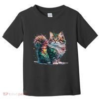 Cat Women Colourful Watercolour Cat Toddler T-Shirt thumb 0