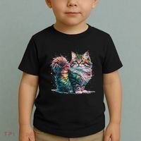 Cat Women Colourful Watercolour Cat Toddler T-Shirt thumb 2