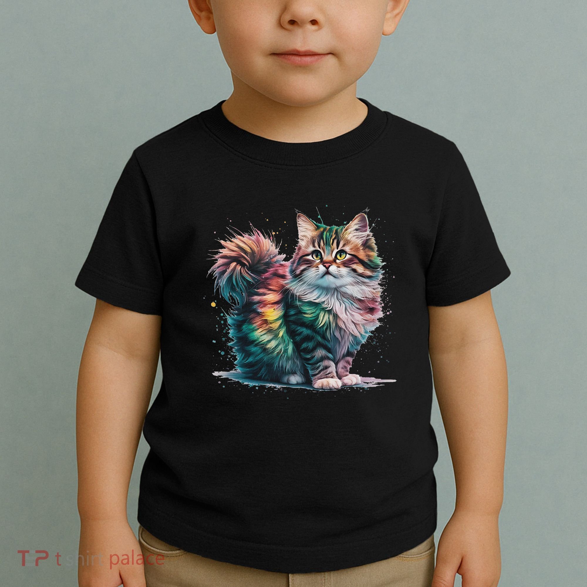 Cat Women Colourful Watercolour Cat Toddler T-Shirt