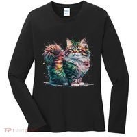 Cat Women Colourful Watercolour Cat Women's Long Sleeve Shirt thumb 0