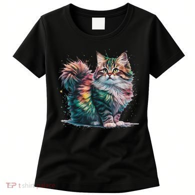 Cat Women Colourful Watercolour Cat Women's T-Shirt