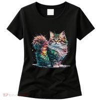 Cat Women Colourful Watercolour Cat Women's T-Shirt thumb 0