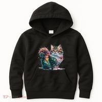 Cat Women Colourful Watercolour Cat Kids Hoodie thumb 0