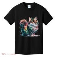 Cat Women Colourful Watercolour Cat Kids T-Shirt thumb 0
