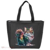 Cat Women Colourful Watercolour Cat Tote Bag thumb 0