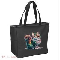 Cat Women Colourful Watercolour Cat Tote Bag thumb 2