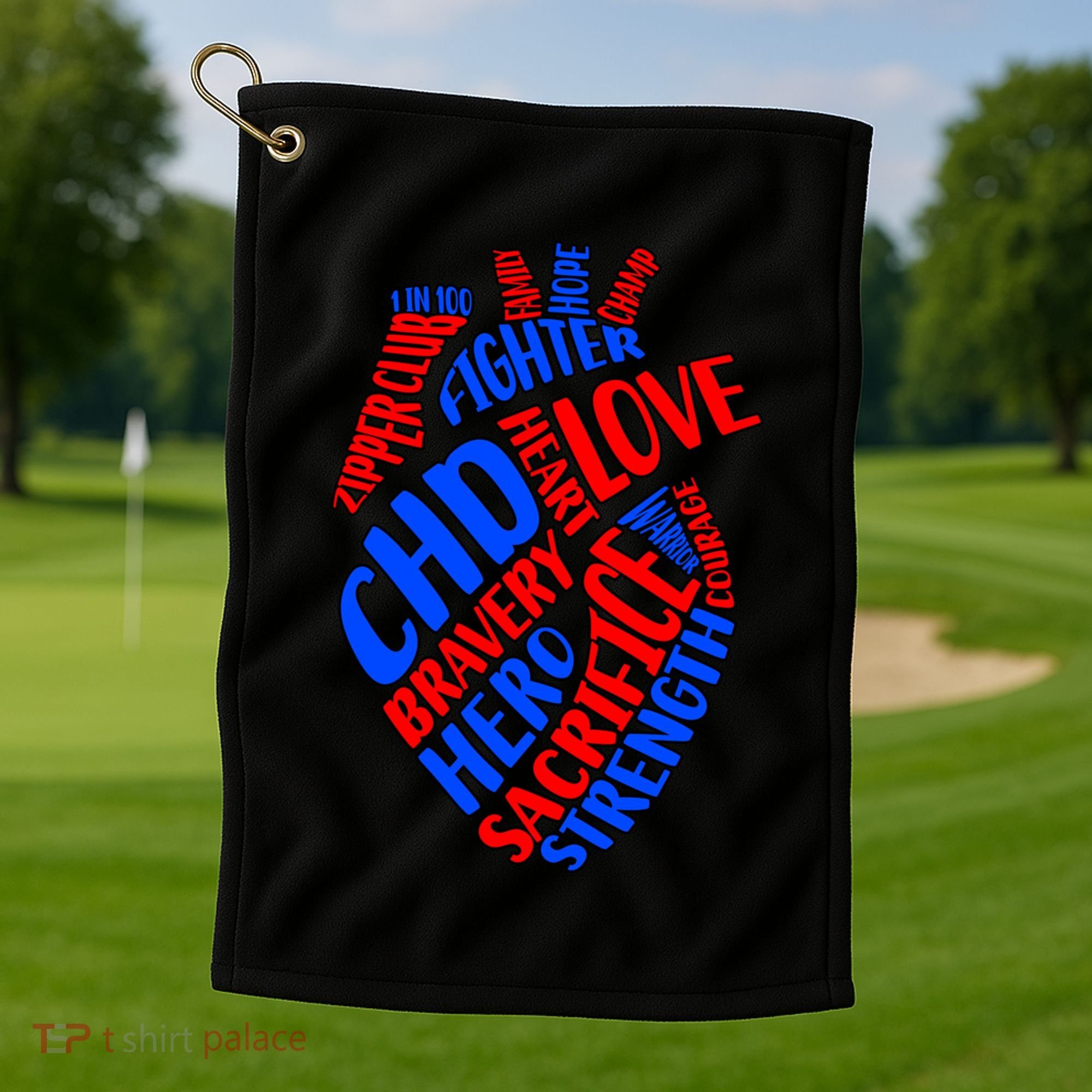 Chd Warrior Congenital Heart Disease Awareness Funny Gift Golf Towel