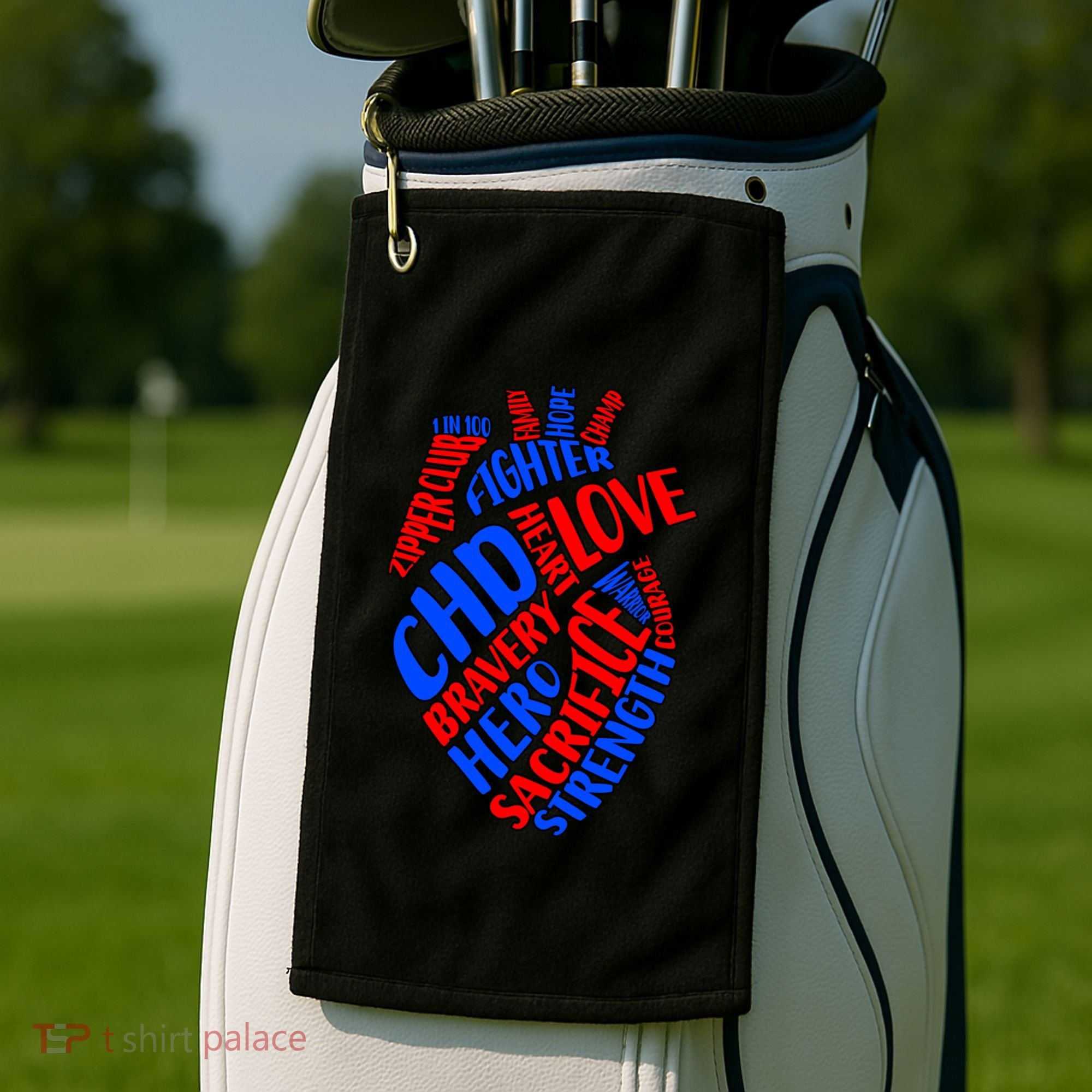 Chd Warrior Congenital Heart Disease Awareness Funny Gift Golf Towel