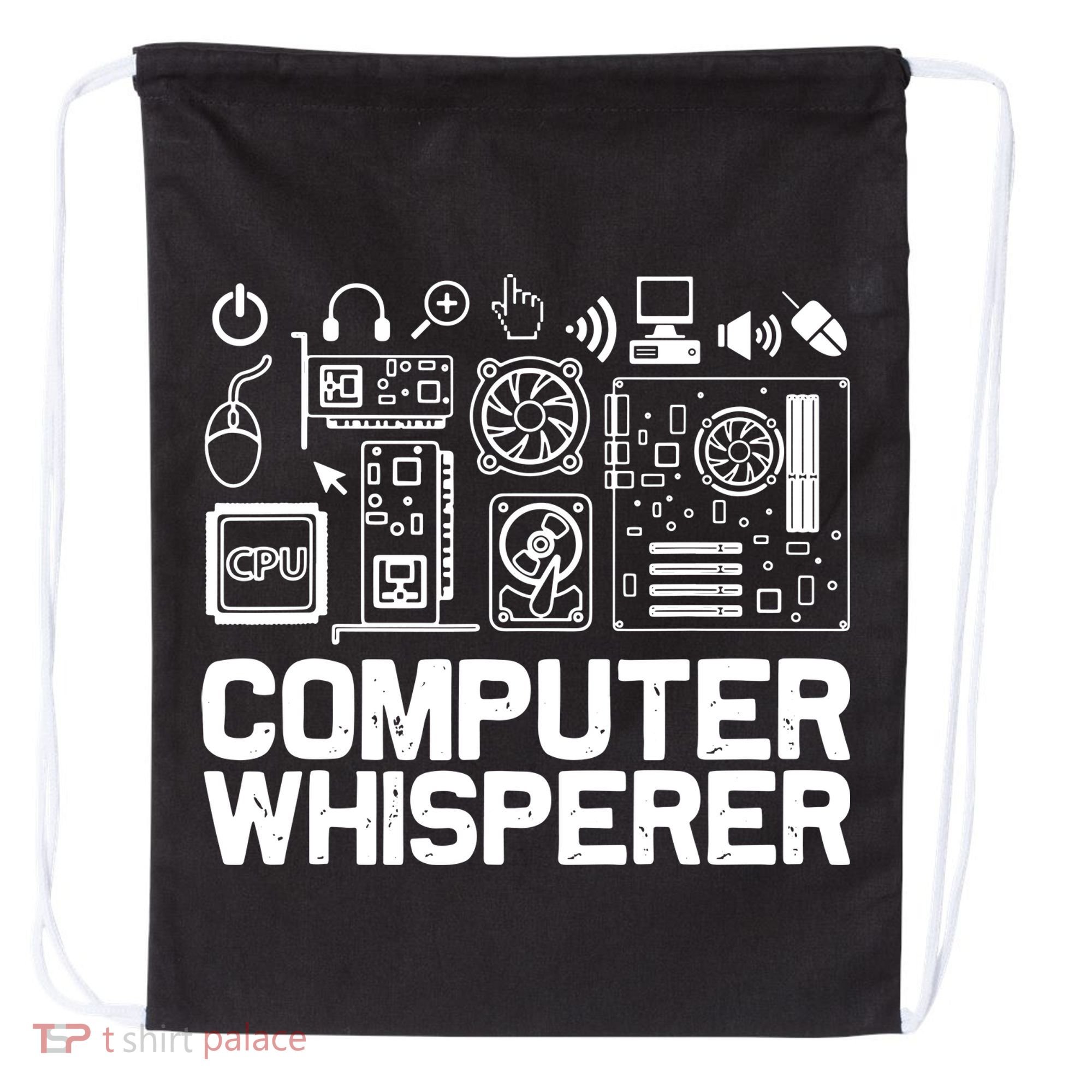 Computer Whisperer Drawstring Bag