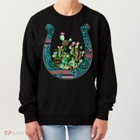 Country Western Cactus Sunflower Horseshoe Gift Women's Sweatshirt thumb 0