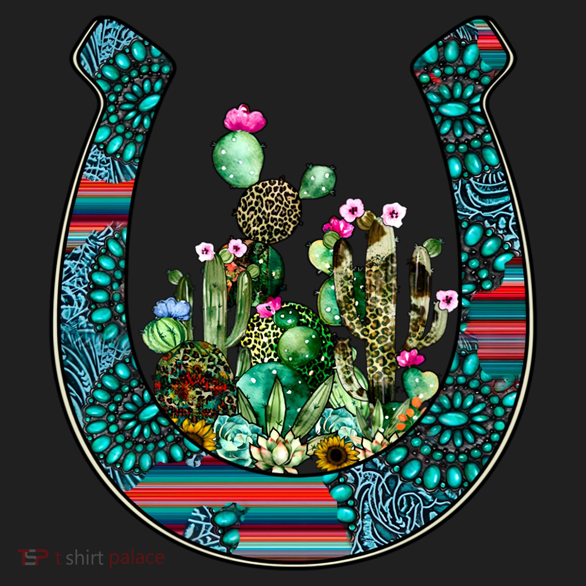 Country Western Cactus Sunflower Horseshoe Gift Women's Sweatshirt