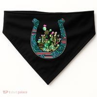 Country Western Cactus Sunflower Horseshoe Gift USA-Made Doggie Bandana thumb 0