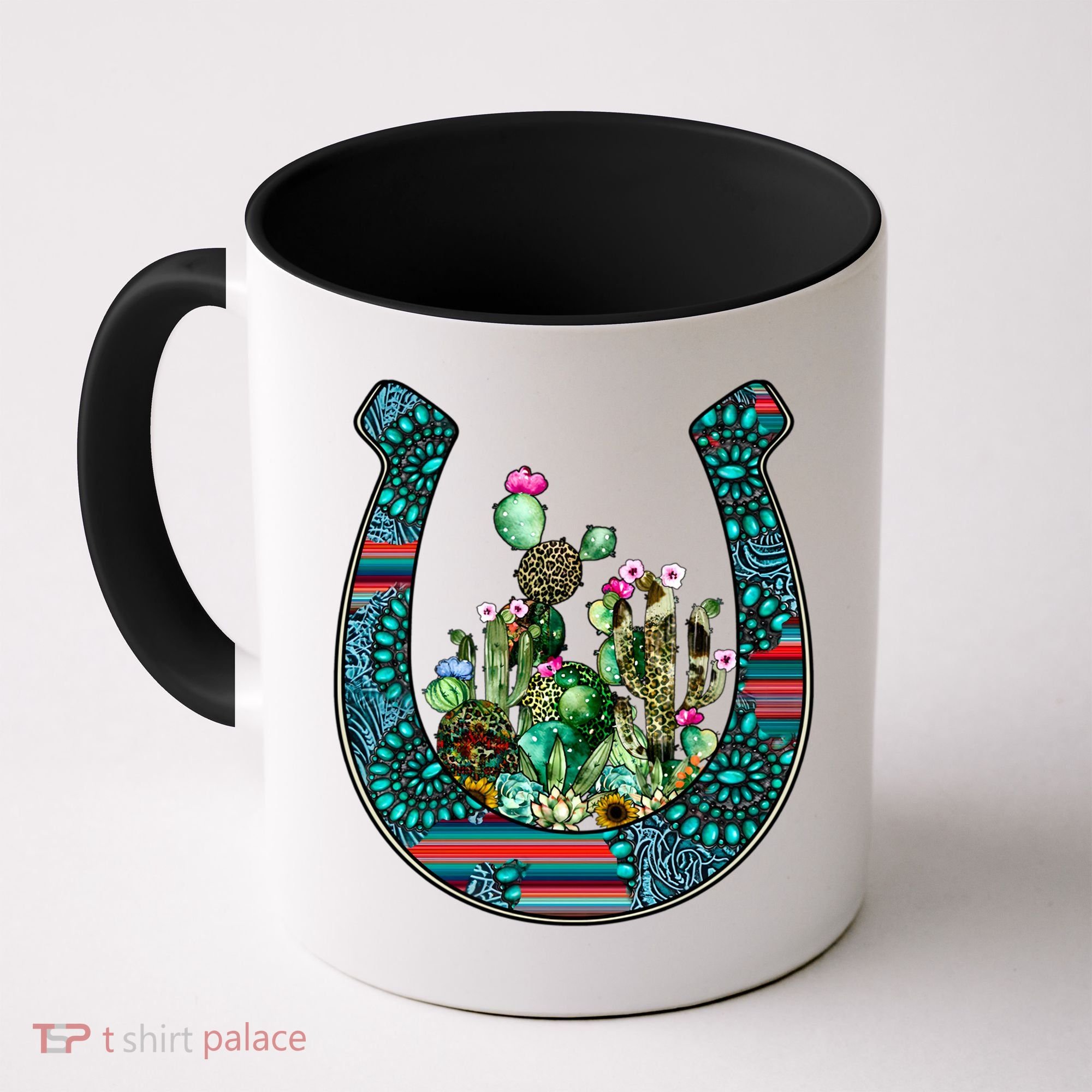 Country Western Cactus Sunflower Horseshoe Gift Coffee Mug