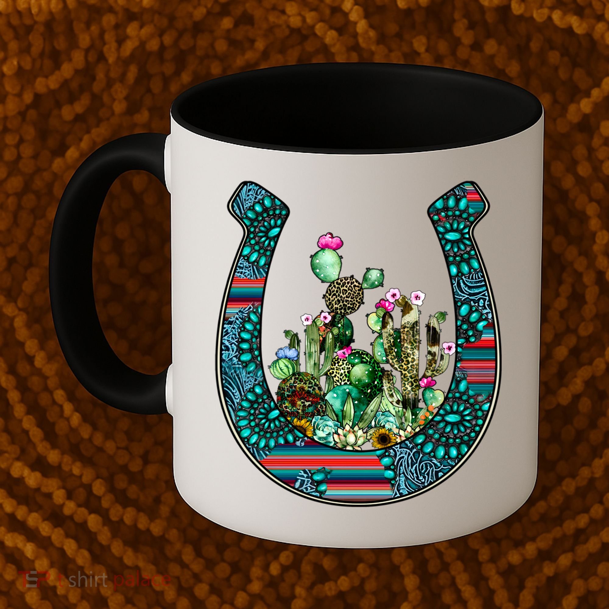 Country Western Cactus Sunflower Horseshoe Gift Coffee Mug