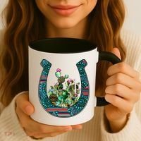 Country Western Cactus Sunflower Horseshoe Gift Coffee Mug thumb 3