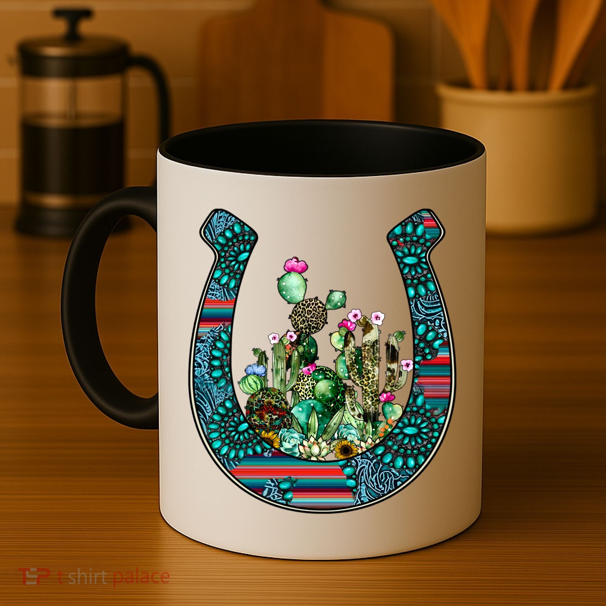 Country Western Cactus Sunflower Horseshoe Gift Coffee Mug