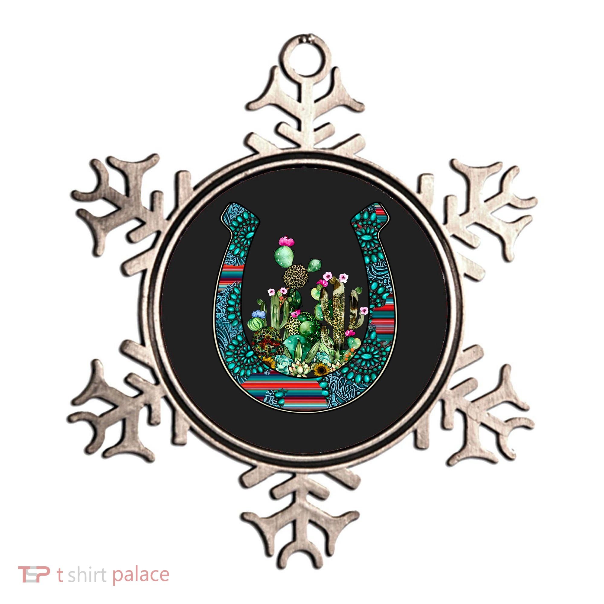 Country Western Cactus Sunflower Horseshoe Gift Ornament