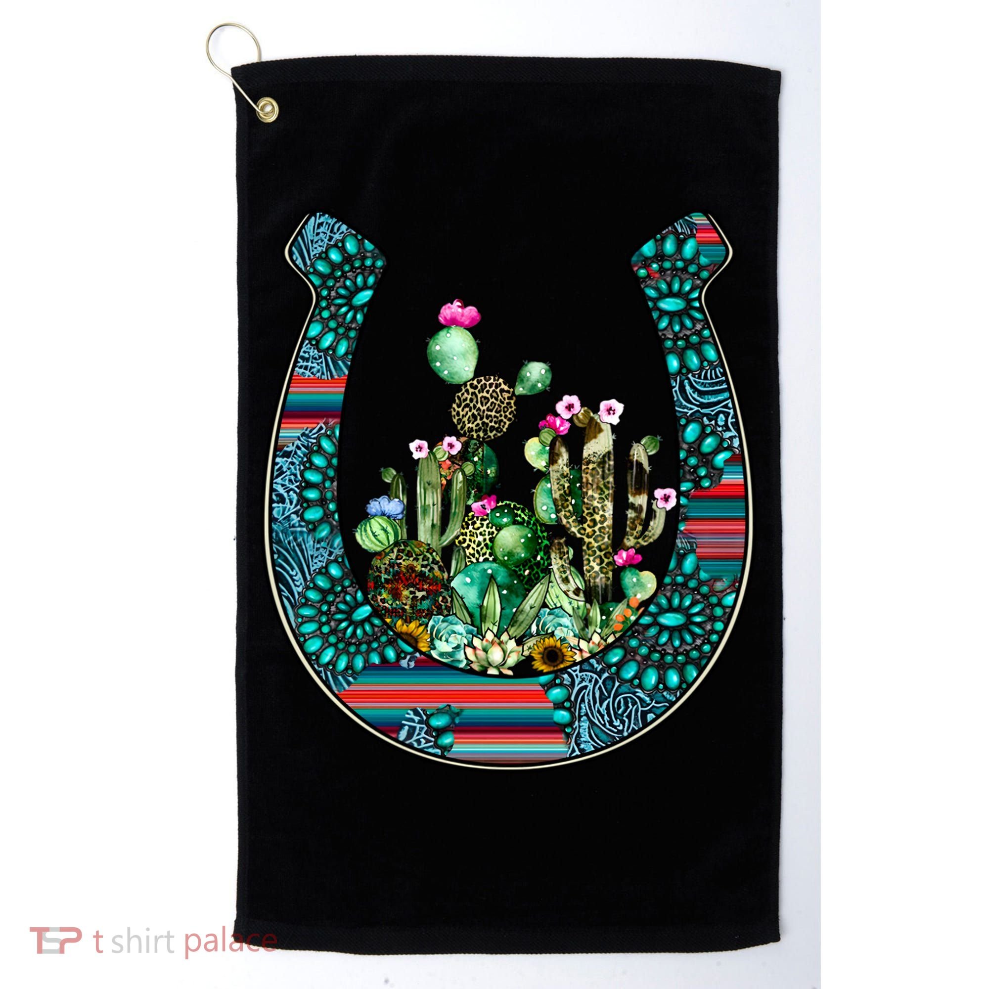 Country Western Cactus Sunflower Horseshoe Gift Golf Towel