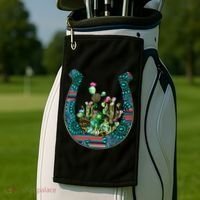 Country Western Cactus Sunflower Horseshoe Gift Golf Towel thumb 2
