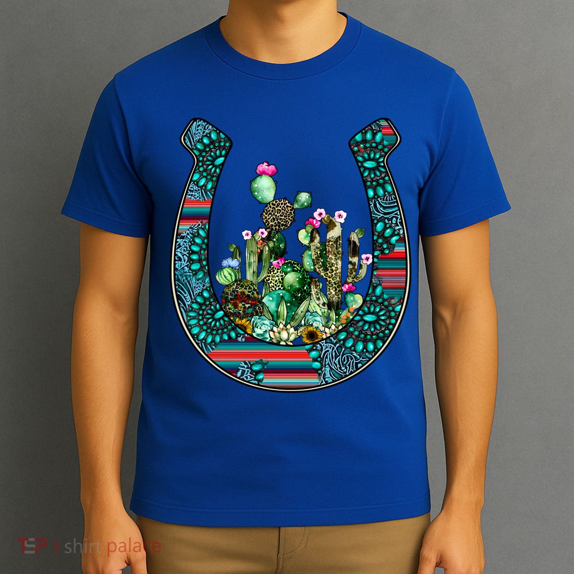 Country Western Cactus Sunflower Horseshoe Gift T-Shirt