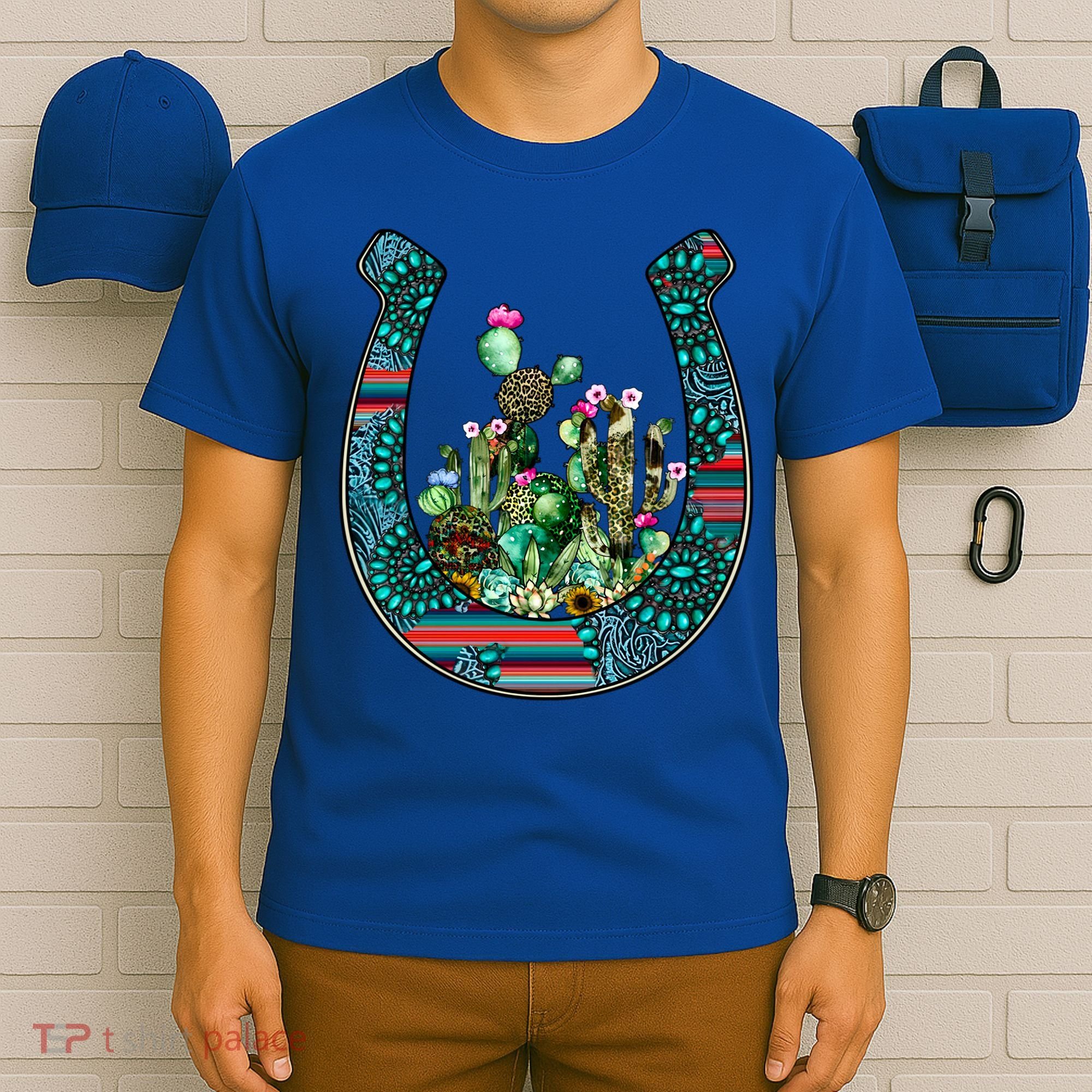 Country Western Cactus Sunflower Horseshoe Gift T-Shirt