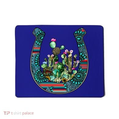 Country Western Cactus Sunflower Horseshoe Gift Mousepad