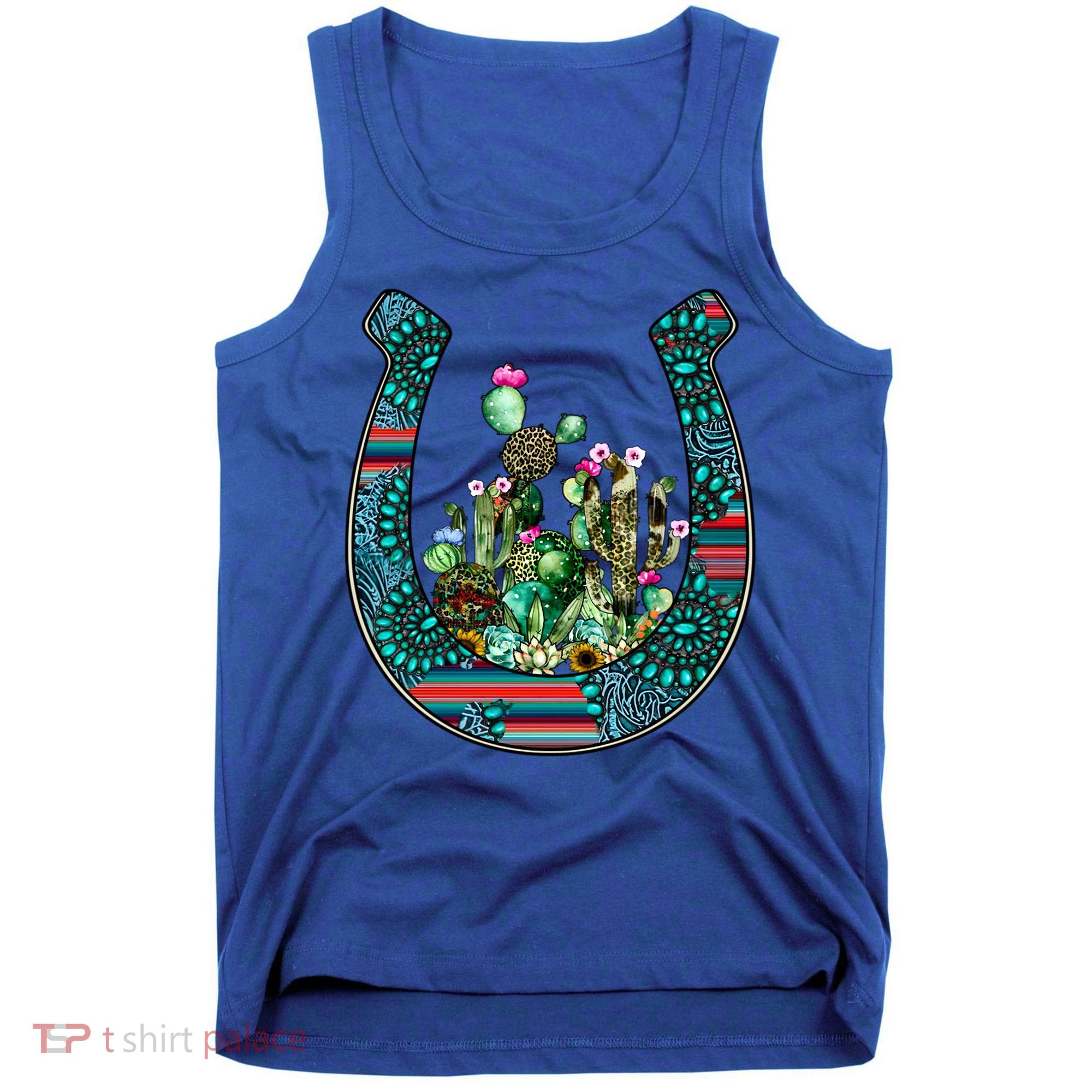 Country Western Cactus Sunflower Horseshoe Gift Tank Top