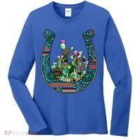 Country Western Cactus Sunflower Horseshoe Gift Women's Long Sleeve Shirt thumb 0