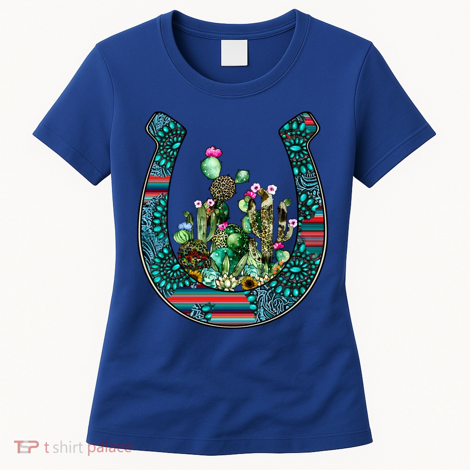 Country Western Cactus Sunflower Horseshoe Gift Women's T-Shirt