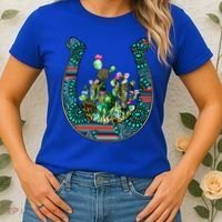 Country Western Cactus Sunflower Horseshoe Gift Women's T-Shirt thumb 2
