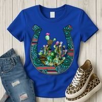 Country Western Cactus Sunflower Horseshoe Gift Women's T-Shirt thumb 3