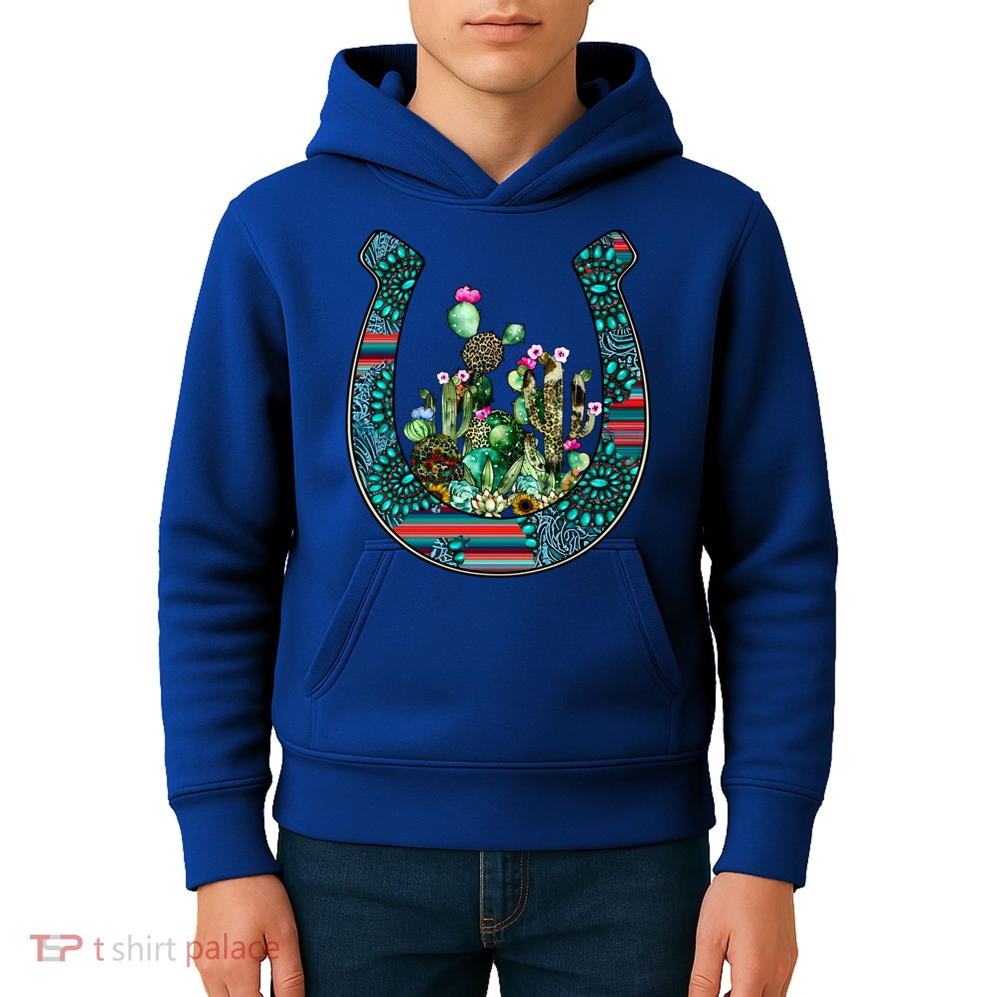Country Western Cactus Sunflower Horseshoe Gift Kids Hoodie