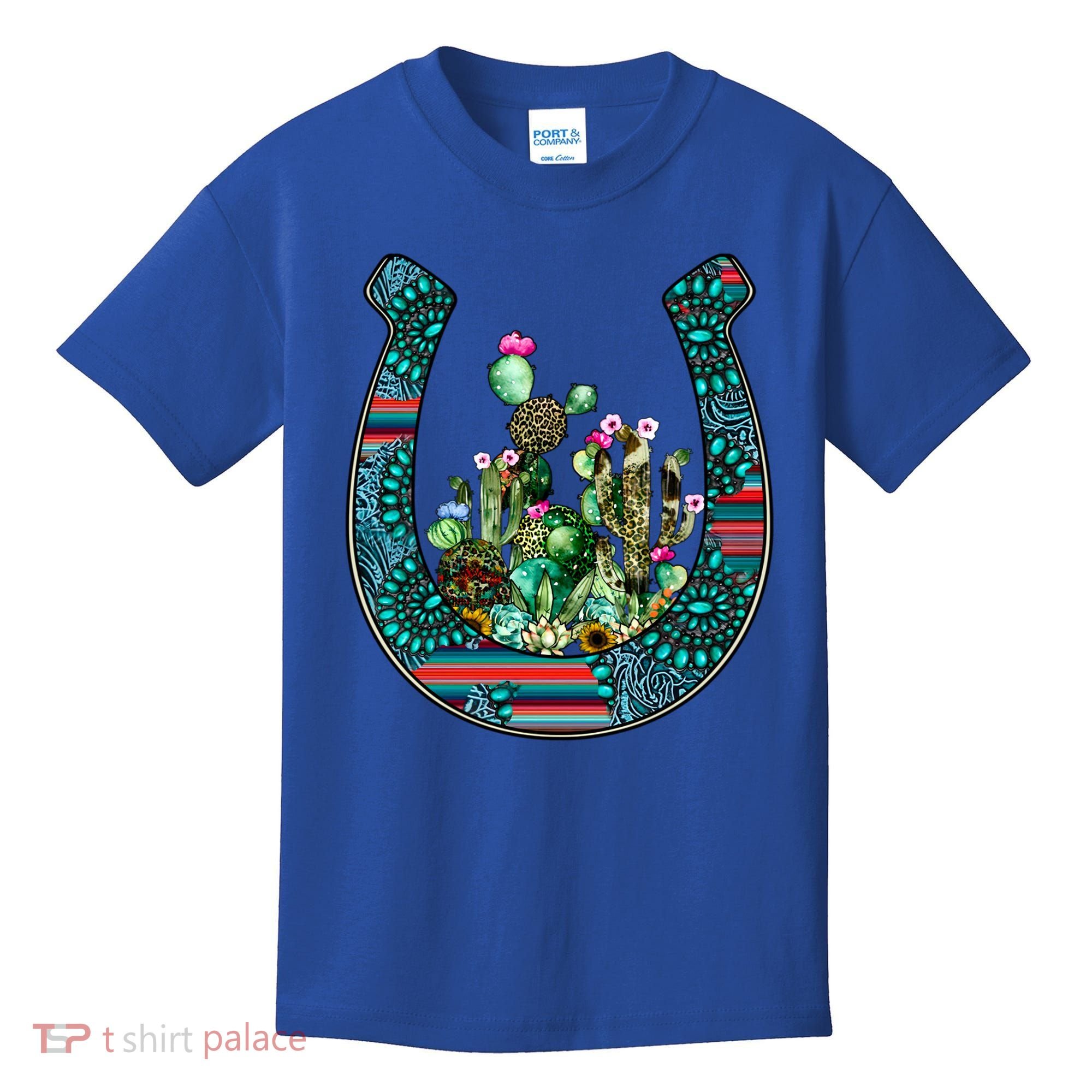 Country Western Cactus Sunflower Horseshoe Gift Kids T-Shirt