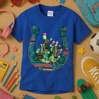Country Western Cactus Sunflower Horseshoe Gift Kids T-Shirt thumb 3