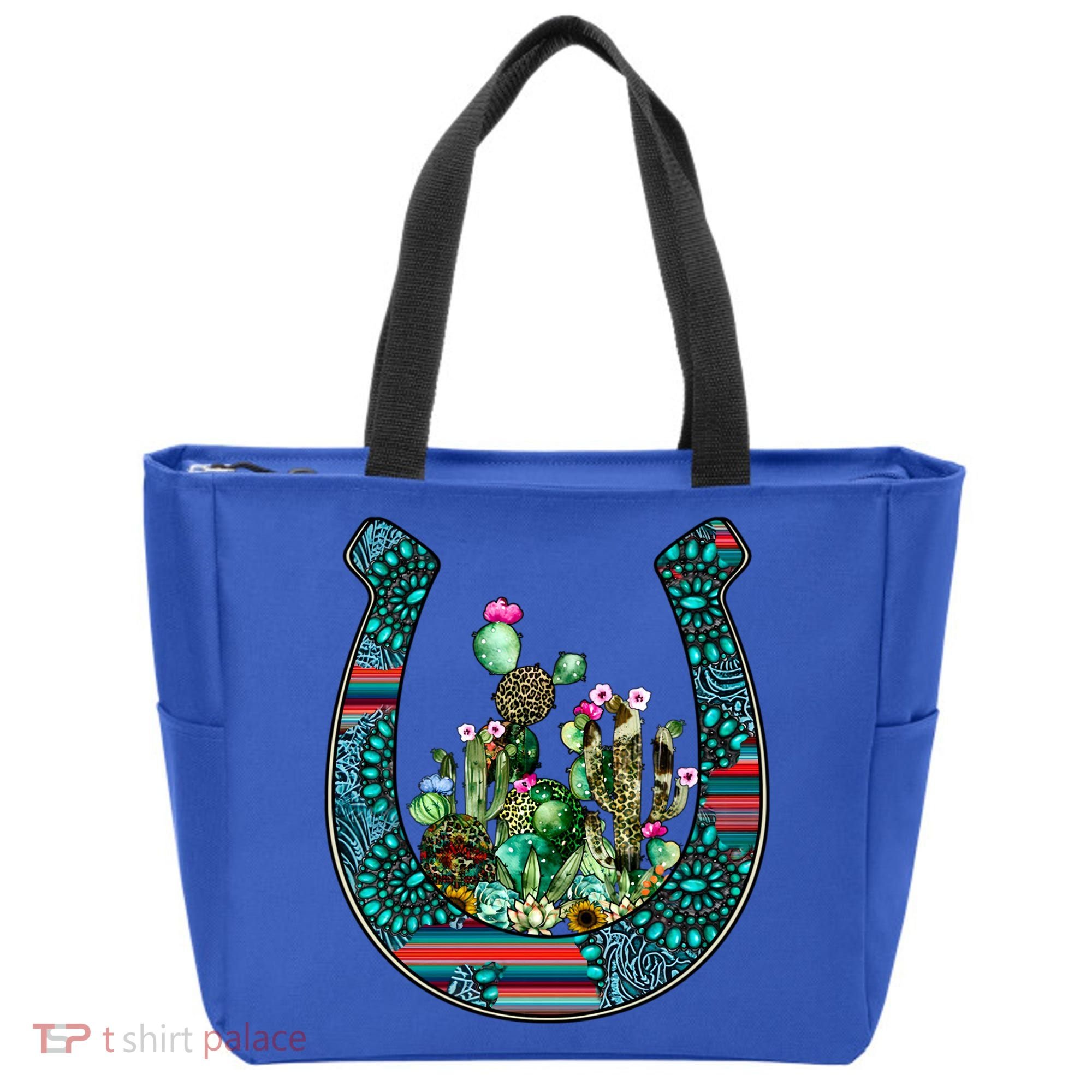 Country Western Cactus Sunflower Horseshoe Gift Tote Bag