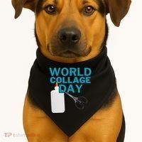 Celebrate World Collage Day USA-Made Doggie Bandana thumb 1