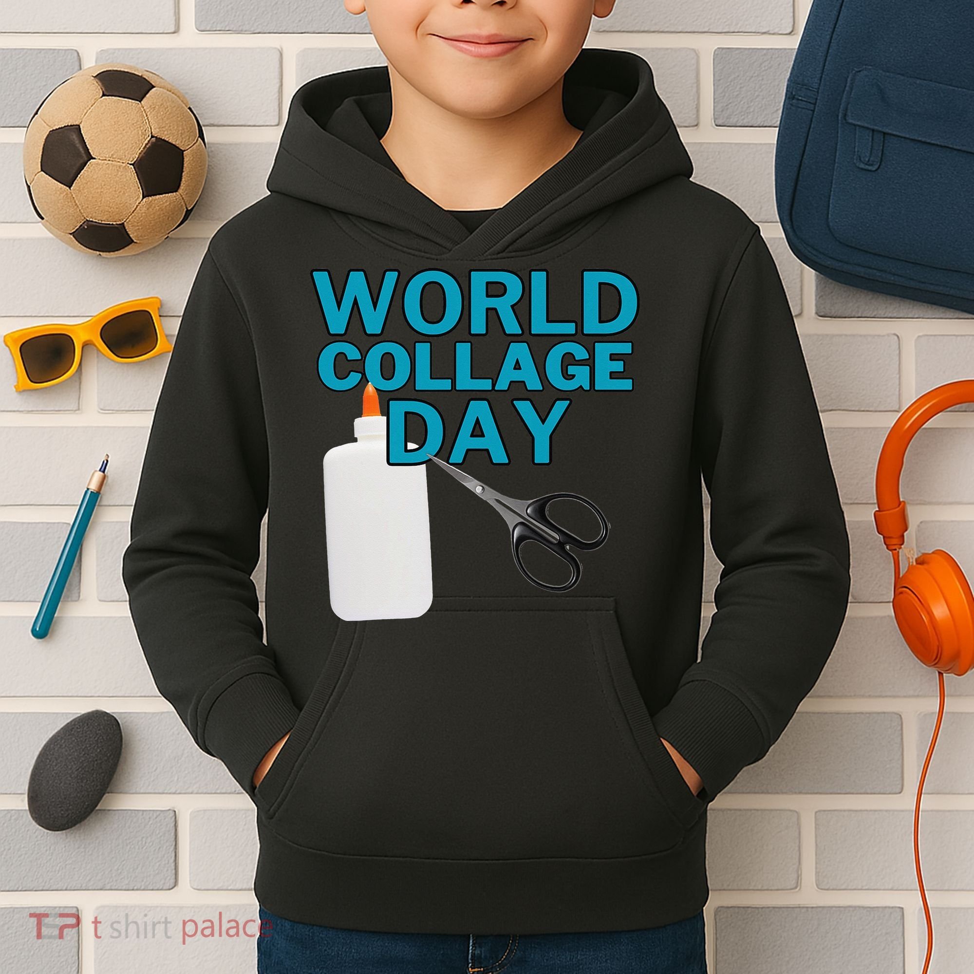 Celebrate World Collage Day Kids Hoodie