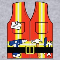 Construction Worker Costume Orange Safety Vest Tools Women's Sweatshirt thumb 2