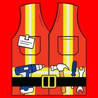 Construction Worker Costume Orange Safety Vest Tools Santa Hat thumb 1