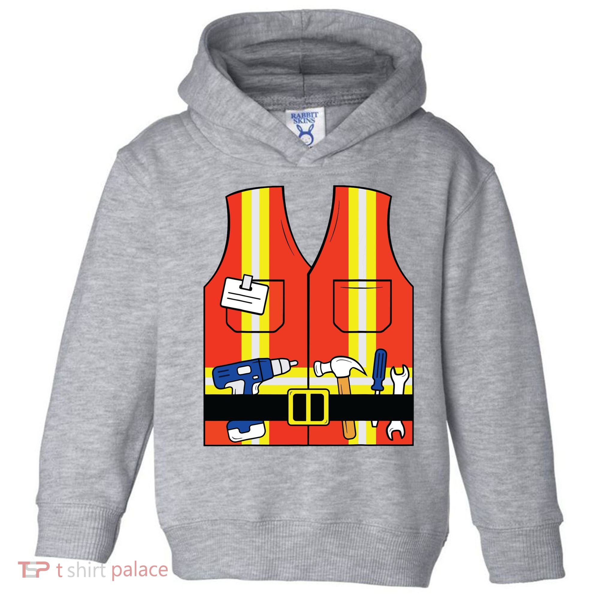 Construction Worker Costume Orange Safety Vest Tools Toddler Hoodie