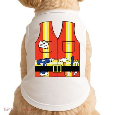 Construction Worker Costume Orange Safety Vest Tools Doggie Tank