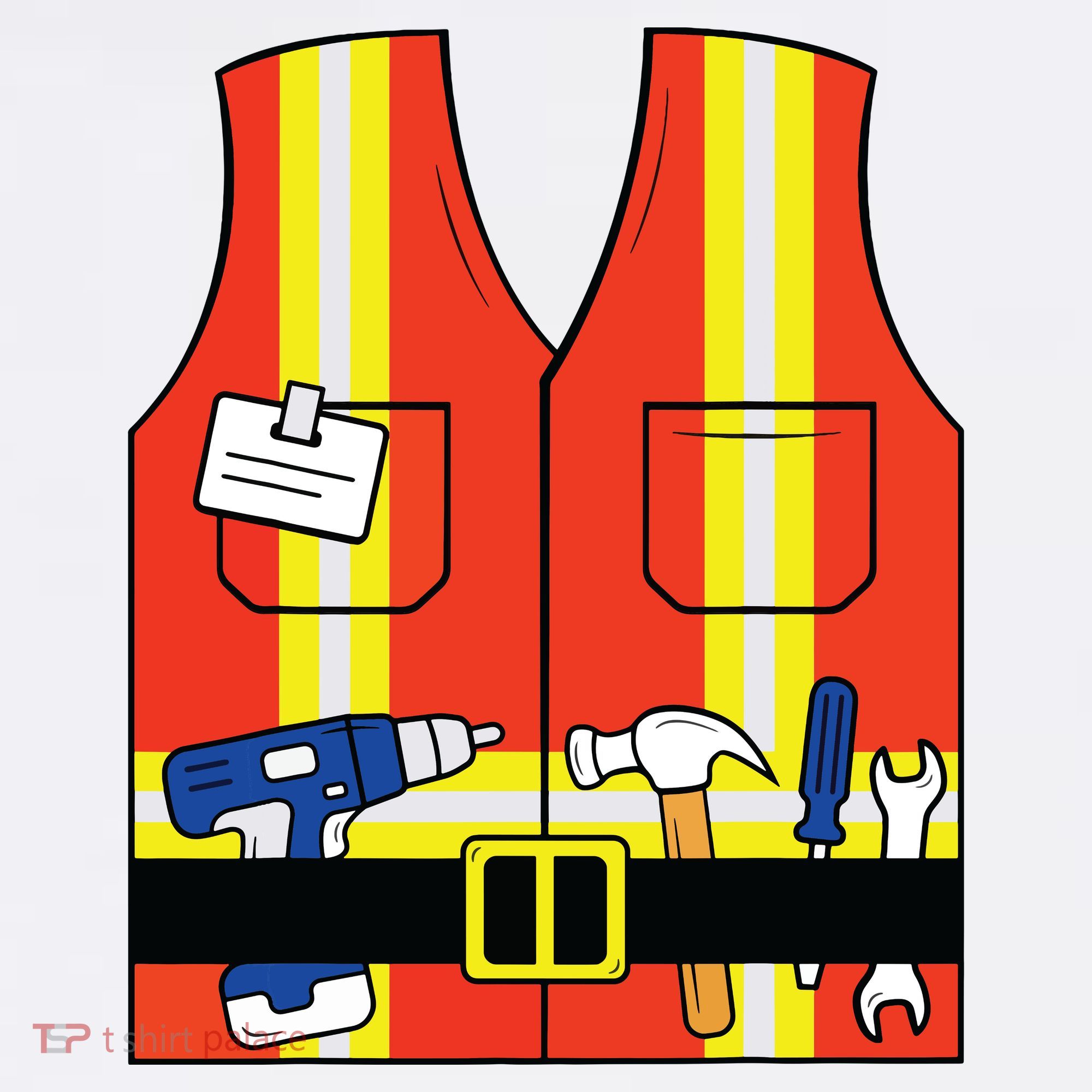 Construction Worker Costume Orange Safety Vest Tools Doggie Tank