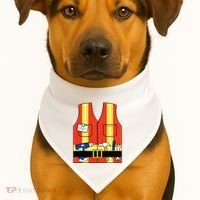 Construction Worker Costume Orange Safety Vest Tools USA-Made Doggie Bandana thumb 1