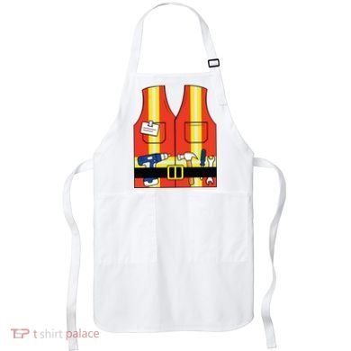 Construction Worker Costume Orange Safety Vest Tools Apron