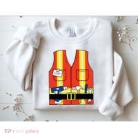 Construction Worker Costume Orange Safety Vest Tools Sweatshirt thumb 2