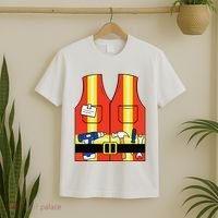 Construction Worker Costume Orange Safety Vest Tools T-Shirt thumb 2
