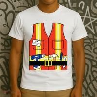Construction Worker Costume Orange Safety Vest Tools T-Shirt thumb 3