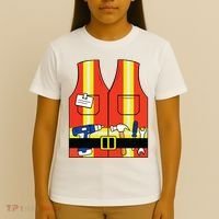 Construction Worker Costume Orange Safety Vest Tools T-Shirt thumb 4